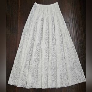 Anthropologie Cream Lace Maxi Skirt
